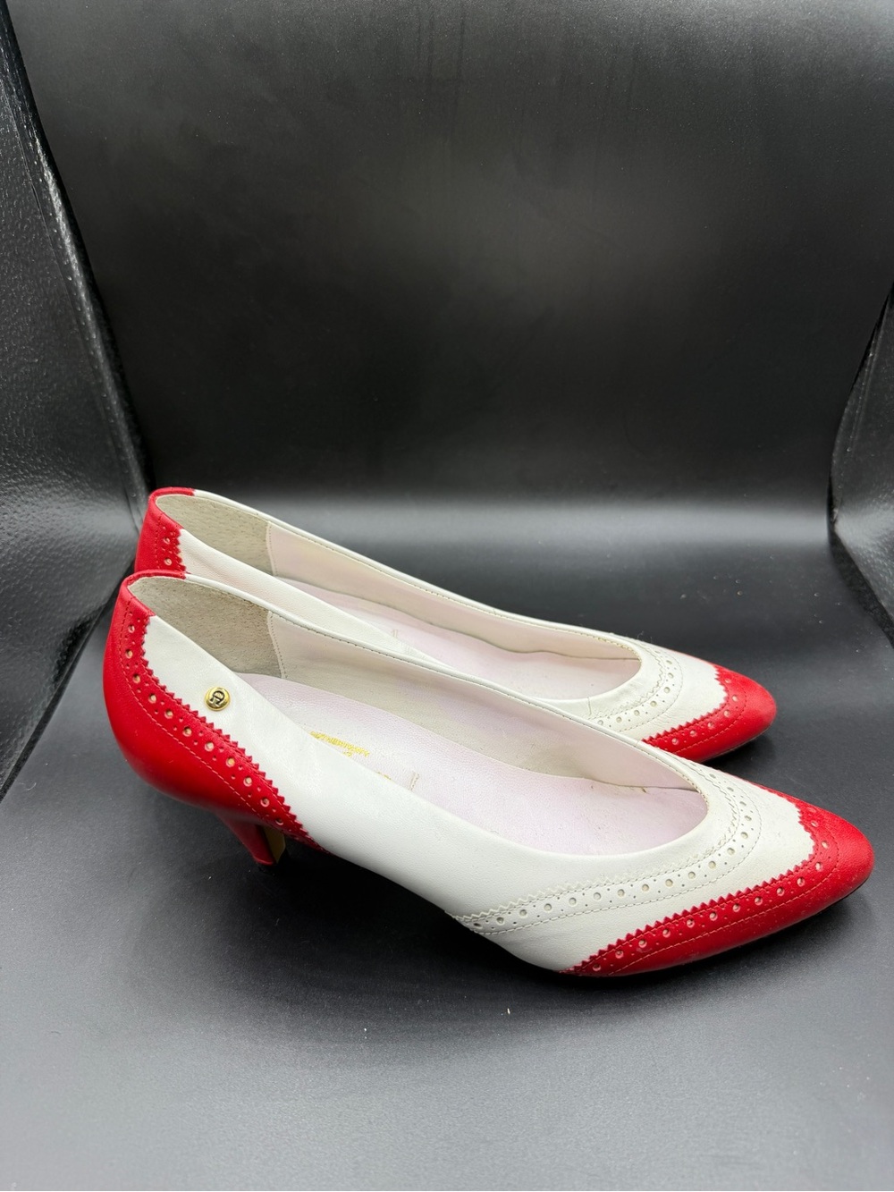 Etienne Aigner Women's Red and White Low Heel Pumps